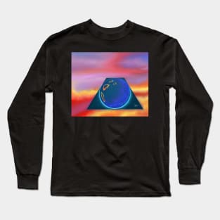 Trippy Planet Moon Space Abstract Pastel Void Sci Fi Glowing Sunset Artwork Unique Cool Long Sleeve T-Shirt